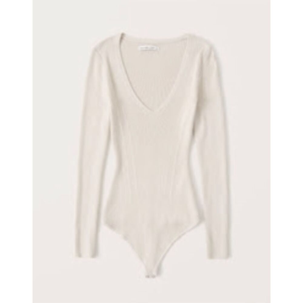 Abercrombie & Fitch Long-Sleeve Deep-V Sweater Bodysuit